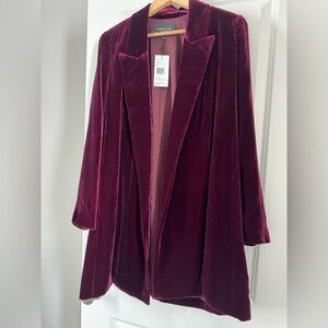 Lafayette 148 New York Velvet Blazer in Deep Burgundy